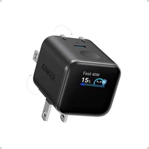 Anker Nano Smart Display Charger, 45W Max Fast Charger USB C for iPhone 17 - color: Black