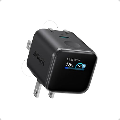 Anker Nano Smart Display Charger, 45W Max Fast Charger USB C for iPhone 17 - color: Black