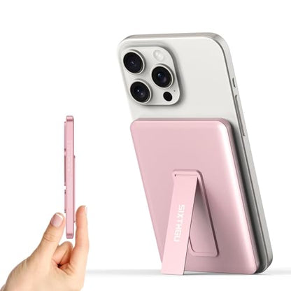 SIXTHGU Magnetic Slim Portable Charger with Stand, 5000mAh Wireless Power Bank, S05 PD 22.5W Fast Charging USB-C Battery Pack, PowerMag, Compatible with iPhone 17/16/15/14/13/12 Series, Pink - color: Pink