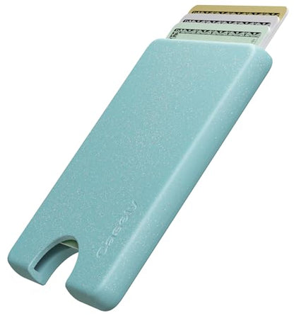 Casely MagWallet | Aquamarine | Ocean Blue Shimmer | Slim Wallet Card Holder | Compatible with MagSafe | Soft-Touch Hard Silicone | Holds Up to 3 Cards - color: Aquamarine | Ocean Blue Shimmer Glitter