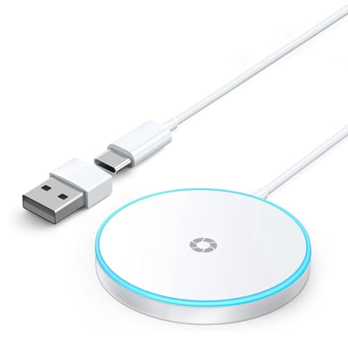 for MagSafe Charger, Magnetic Wireless Charging Pad for iPhone 17/17 Pro/17 Pro Max/Air/16 15 14 13 12 Pro Max Plus mini & AirPods 2 3 Pro, Strong Magnet, USB-C/A Ports (White-V2) - color: White-V2