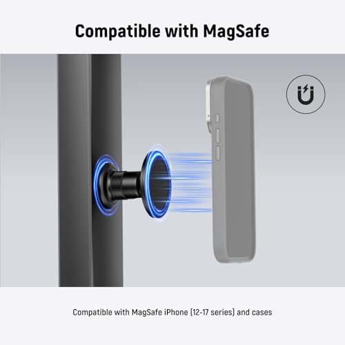 NEEWER Magnetic Phone Tripod Mount Compatible with MagSafe iPhone, Gym Golf Cart Phone Holder, 360° Ball Head Adapter Mount with Metal Ring & Detachable Base for Selfie Stick Tripod, PA072 - style: PA072