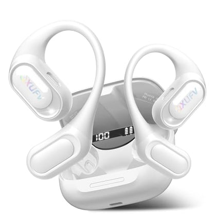 Open Ear Headphones, Bluetooth 5.4 Wireless Earbuds, White