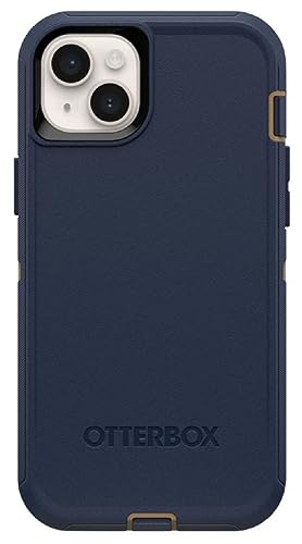 OtterBox iPhone 14 & iPhone 13 Defender Series Case - Blue Suede Shoes (Blue), Rugged & Durable, with Port Protection, Includes Holster Clip Kickstand - color: Navy