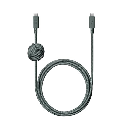 Native Union Anchor Cable 240W – 10ft Reinforced Braided USB-C to USB-C Power Delivery 3.1 Charging Cable with Weighted Knot – for iPhone 17 Pro Max/17e, MacBook Pro M5, Air, Neo (Slate Green) - color: Slate Green
