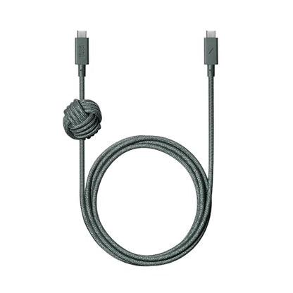 Native Union Anchor Cable 240W – 10ft Reinforced Braided USB-C to USB-C Power Delivery 3.1 Charging Cable with Weighted Knot – for iPhone 17 Pro Max/17e, MacBook Pro M5, Air, Neo (Slate Green) - color: Slate Green