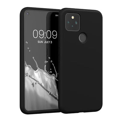 kwmobile Case Compatible with Google Pixel 5 Case - Slim Protective TPU Silicone Phone Cover - Black Matte