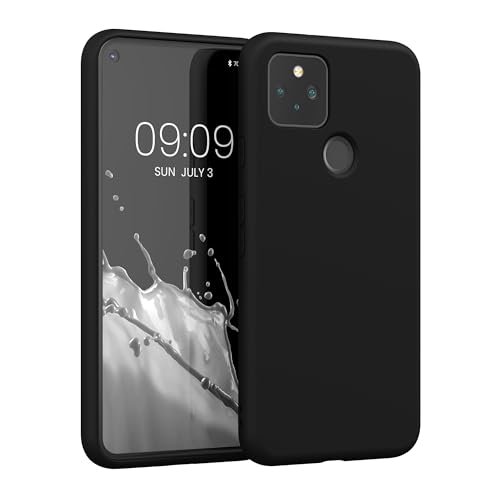 kwmobile Case Compatible with Google Pixel 5 Case - Slim Protective TPU Silicone Phone Cover - Black Matte
