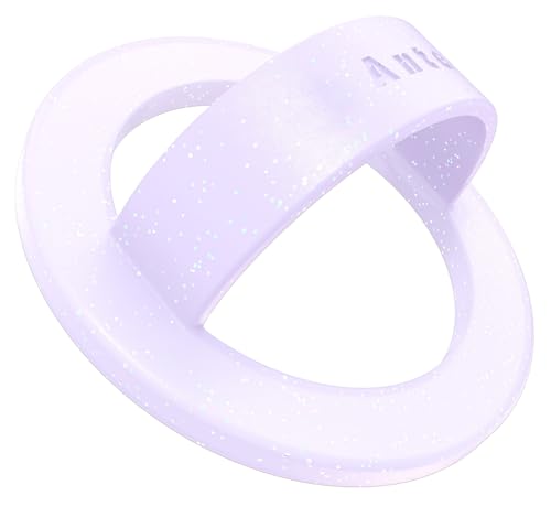 Anteel Magnetic Silicone Ring Grip Phone Holder, Strong Magnetic Attraction, Comfy and Portable, Removable Finger Loop Grip for Magsafe Phone Case (Purple Glitter) - color: Purple Glitter
