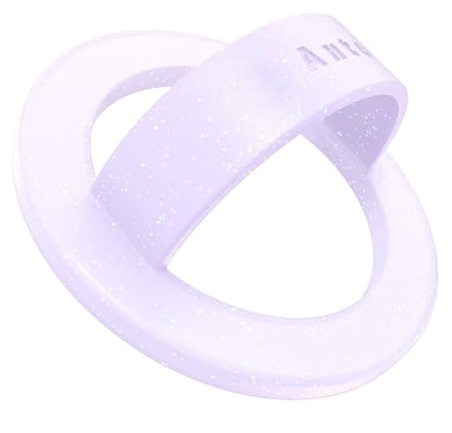 Anteel 마그네틱 실리콘 링 그립 폰 홀더, 강력한 자석 인력, 편안하고 휴대용, Magsafe 폰 케이스용 탈착식 손가락 루프 그립(퍼플 글리터) - color: 퍼플 글리터