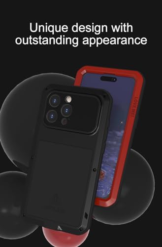 LOVE MEI for iPhone 15 Pro Max Case, Heavy Duty Rugged Full Body Protection Military Armor Bumper Aluminum Metal Dust/Shockproof Case with Tempered Glass (Yellow)