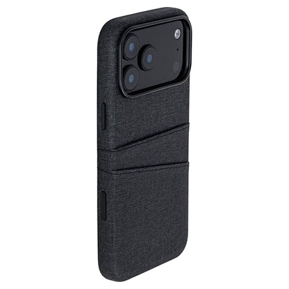 Dockem Card Case for iPhone 17 Pro Max with Magnetic Mounting Plate, Camera Control Button, Wallet with 2 Holder Slots: M2 Luxe Canvas-Style Synthetic Leather (Charcoal Black) - color: Charcoal black, size: 17 Pro Max