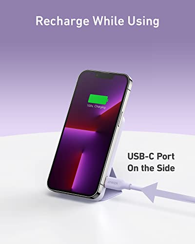 Anker 622 Magnetic Power Bank, 5,000mAh Foldable Wireless Portable Charger - color: Lilac Purple, size: 4.13 x 2.64 x 0.51 inches