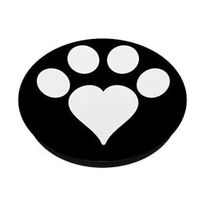 Cell Phone Button Pop Out Holder Dog Paw Print White Heart PopSockets PopGrip: Swappable Grip for Phones & Tablets