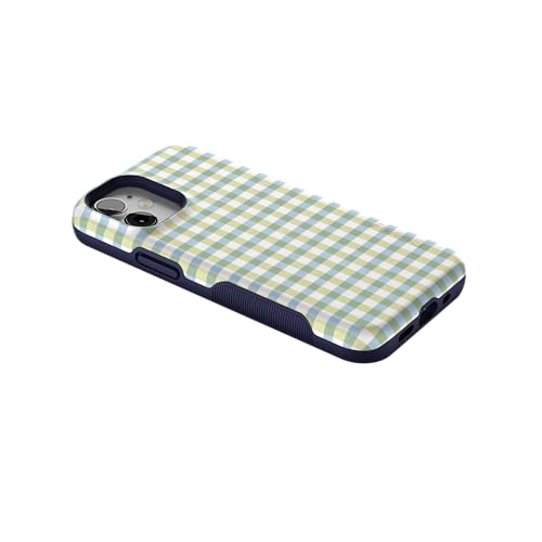 Casely iPhone 12 Mini Case | Pastel Picnic | Blue & Green Gingham | Bold Protective Design | Compatible with MagSafe - color: Pastel Picnic | Blue & Green Gingham, size: Iphone 12 Mini