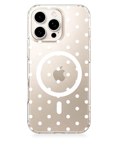 Feams for iPhone 16 Pro Max Case [Compatible with Magsafe] Slim Shockproof Protective Clear Phone Cover for iPhone 16 Pro Max 6.9" Women Girls, White Polka Dot - color: White Polka Dot, size: for iPhone 16 Pro Max (6.9 Inch)