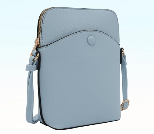 Small Crossbody Bag with Gold Hardware, Mini Shoulder Purse with Adjustable Strap - color: Light Blue