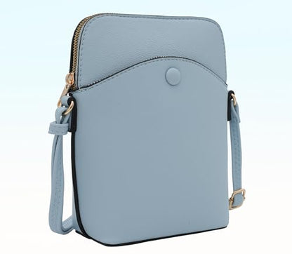 Small Crossbody Bag with Gold Hardware, Mini Shoulder Purse with Adjustable Strap - color: Light Blue