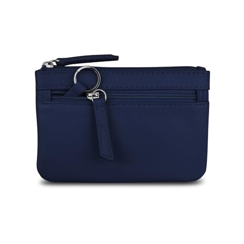 ili New York Leather Mini Compact Coin Purse - Classic Navy - color: Classic Navy