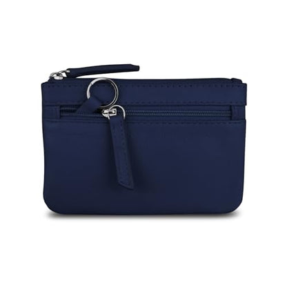 ili New York Leather Mini Compact Coin Purse - Classic Navy - color: Classic Navy