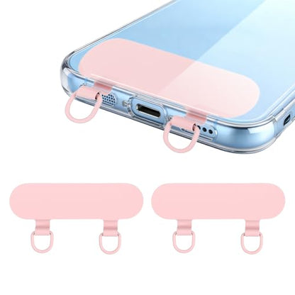 uxcell Double Ear Stainless Steel Clip Phone Lanyard Tab Ultra-Thin Phone - color: Light Pink