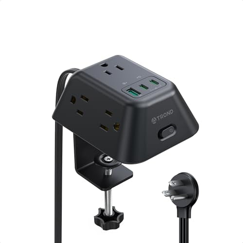 TROND Desk Clamp Power Strip, Desk Charging Station with USB C PD 20W - color: Black, size: 6FT (2C1U & PD 20W)