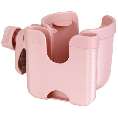 Accmor Stroller Cup Holder with Phone Holder, Bike Cup Holder, Universal Cup Holder for Uppababy Nuna Strollers, 2-in-1 Drinks Holder for Walker, Wheelchair, Scooter - color: All Light Pink Carbon Fiber Texture