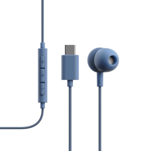 Sudio V3 Essential Wired Earbuds | in Ear Headphones with Cable and USB-C Connector | Tangle-Resistant Braided Cable | Built-in Microphone | IPX4 Water Resistant | No Charging Needed | (Blue) - color: Blue