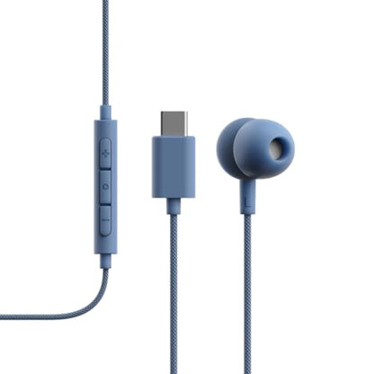 Sudio V3 Essential Wired Earbuds | in Ear Headphones with Cable and USB-C Connector | Tangle-Resistant Braided Cable | Built-in Microphone | IPX4 Water Resistant | No Charging Needed | (Blue) - color: Blue
