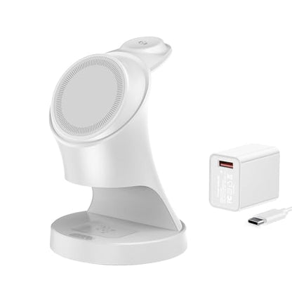 Wireless Charger,3 in 1 Magnetic Wireless Charger Stand, Fast Wireless Charging Dock for iPhone17/16/15/14/13/12 Series, Apple Watch Series, AirPods Pro. - color: White