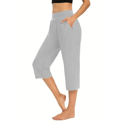 Womens Cropped Pants Plus Size Elasticated Waist Stretch Capri Pant - color: A#04 Gray, size: 4X-Large