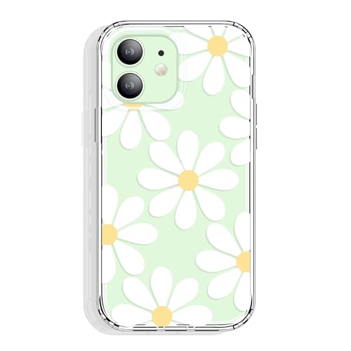 GYZYA for iPhone 12 Mini Case 5.4 Inch Clear with Design, Protective Slim TPU Cover with Shockproof Bumper for Women and Girls (Daisy) - color: Flowers 14, size: iPhone 12 mini (5.4 inch)