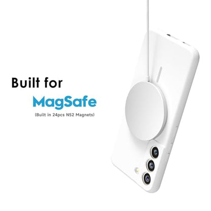 oakxco for Samsung Galaxy S22 Plus Case Silicone Mag Safe, Magnetic Slim Thin Phone Case Compatible with Magsafe, Women Girls Cute Girly Aesthetic Soft Rubber Gel Safecase with Camera Cover, White - color: White, size: S22 Plus