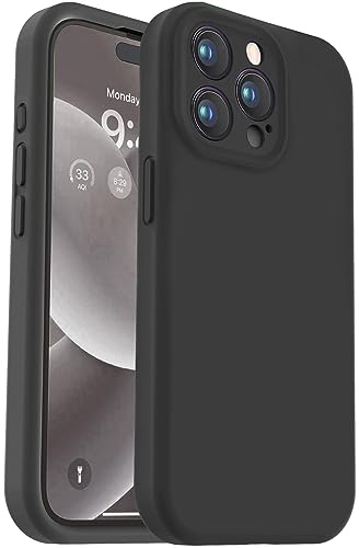 Vooii Compatible with iPhone 15 Pro Case, Upgrade Defender Liquid Silicone, [Enhanced Camera Protection] [Soft Anti-Scratch Microfiber Lining] Shockproof Phone Case iPhone 15 Pro 6.1 inch - Black - color: Black, size: iPhone 15 Pro
