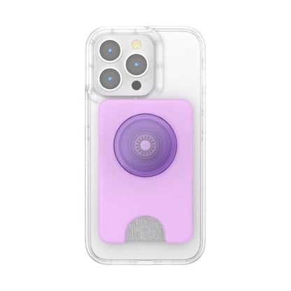 PopSockets Phone Wallet with Expanding Grip and Adapter Ring for MagSafe, Phone Card Holder, Wireless Charging Compatible, Wallet Compatible with MagSafe - Lavender - color: Lavender, style: MagSafe