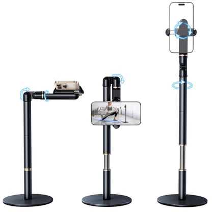 Retractable Phone Stand,360° Rotatable Overhead Phone Mount for Desk