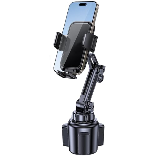 Cup Holder Phone Holder, [Easy Install] Adjustable Long Neck Cup Phone Holder for Car, [Sturdy & Durable] Universal Car Phone Holder for iPhone, Samsung, Google and All 4"-7" Smartphones - color: Black -