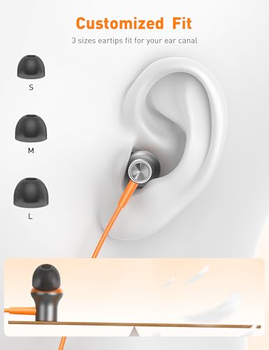 iMangoo for Apple MFi-Certified Wired Earbuds for Lightning Headphones - color: Orange