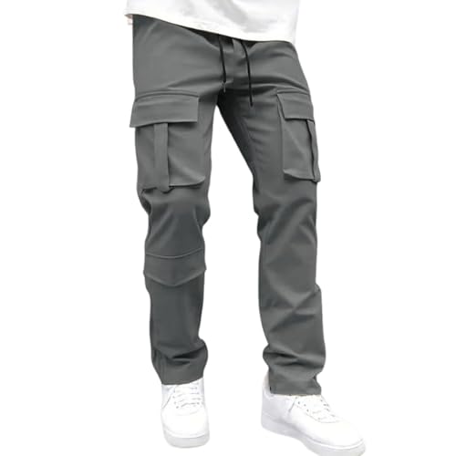 Men Cargo Pants Ripstop Durable Tactical Quick Dry Deep Pockets Construction Travel Job Site Tactical Pants for Men - color: A Gray, size: Large