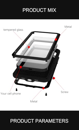 LOVE MEI for iPhone 17 Pro Max (6.9) Metal Case, Heavy Duty Metal Military Grade Shockproof Dustproof Full Body Case with Built in Tempered Glass Screen Protector for iPhone 17 Pro Max (Black) - color: Black