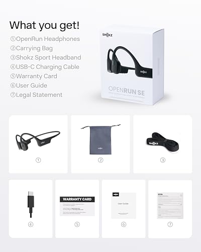 SHOKZ OpenRun Bone Conduction Bluetooth Headphones, Black, USB-C Charging (Pack of 2) - color: Black, size: Standard Size+USB-C Charging (Pack of 2)