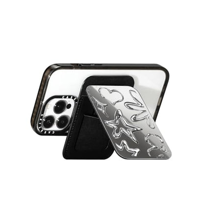 CASETiFY Snappy Card Holder Stand Compatible with Magsafe - Chrome Doodles - Silver Mirror - color: Chrome Doodles - Silver Mirror