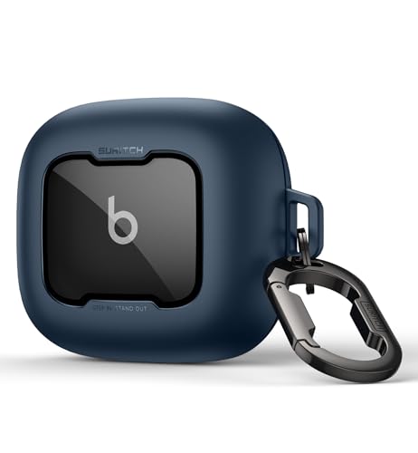 SURITCH for Beats Powerbeats Pro 2 Case Cover, Magnetic Locking Cases for Beats Powerbeats Pro 2 2025, Shockproof Bumper Protective Covers with Carabiner & Keyring & Cleaner Kit, Navy - color: Navy