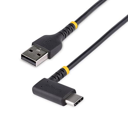 StarTech 3.3ft/1m USB-A to USB-C Right-Angle Cable, Black, 3A, USB 2.0 - size: 3 ft / 1 m, style: right angle