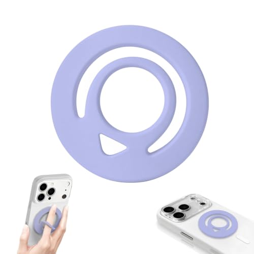 Double Sided Magnetic Silicone Ring Grip Phone Holder, Soft and Portable, Strong Magnetic Attraction, Compatible with iPhone 17/16/15/14/13/12 MagSafe Phone Case Accessories (Lilac) - color: Lilac