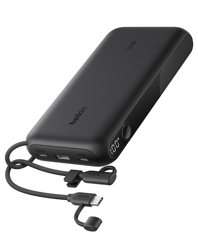 Belkin 20000mAh 20W 2C1A Power Bank w/Digital Display for iPhone, Galaxy - color: Black, style: 20K mAh