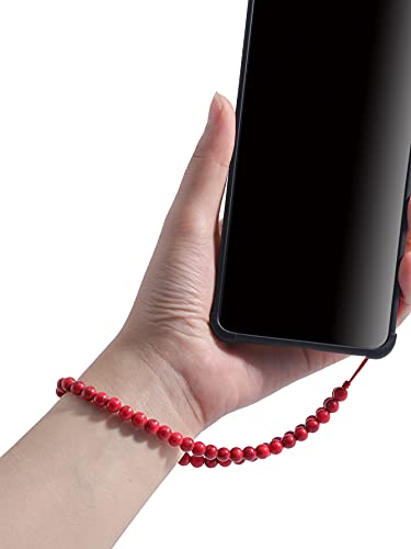 Natural Semi-Precious Gem Stones Beaded Phone Charm - style: Red Turquoise
