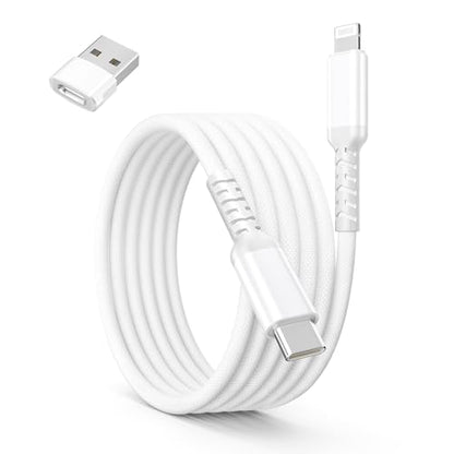 Basesailor USB C to Lightning Charger Cable 10FT with USB A Adapter - color: White, size: 10FT/3M