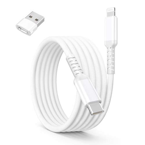 Basesailor USB C to Lightning Charger Cable 6.6FT with USB A Adapter - color: White, size: 6.6FT/2M