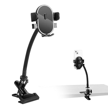 ROCKFREE Clip Phone Holder,Auto-Locking Clamp,360° Rotating Base,9.84" Arm - size: Long-9.84 inch Arm